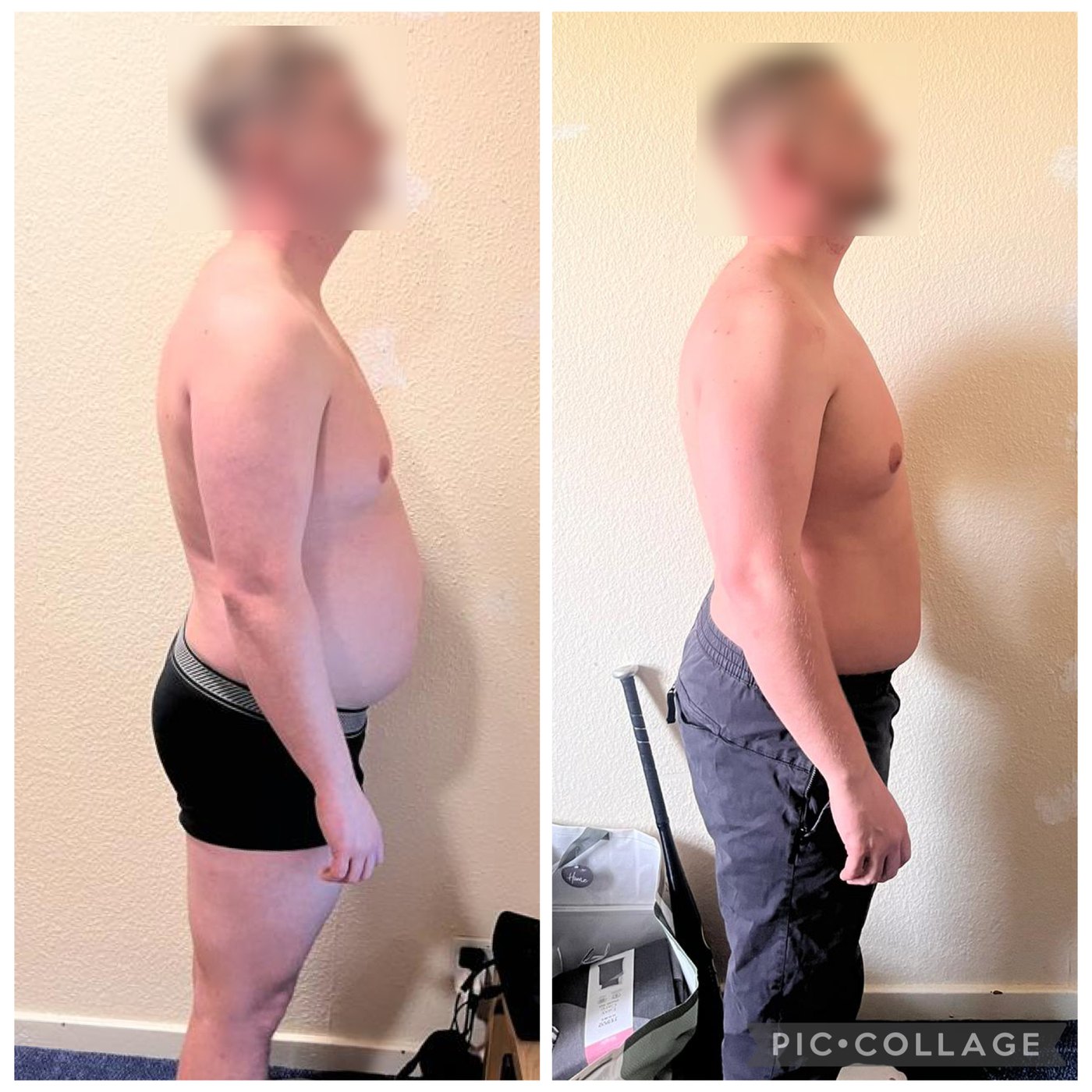 Client 02 before and after, face obscured