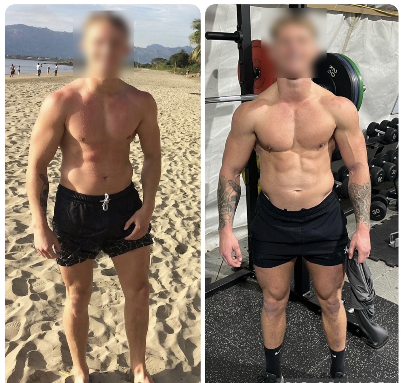 Client 04 before and after, face obscured